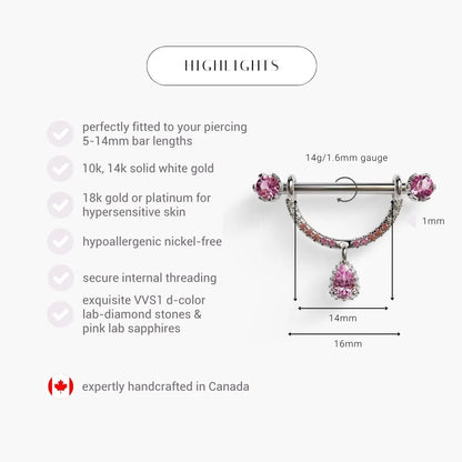 La Lune Reine Blush Nipple Barbell White Gold