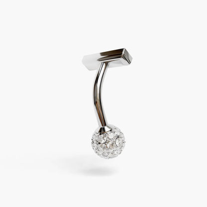 T-Shape Pave Belly Ring White Gold