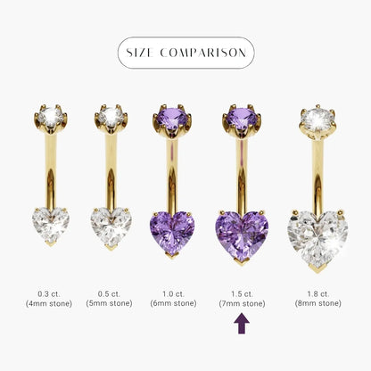 Purple Rain 1.5 ct. Heart Sapphire Belly Ring