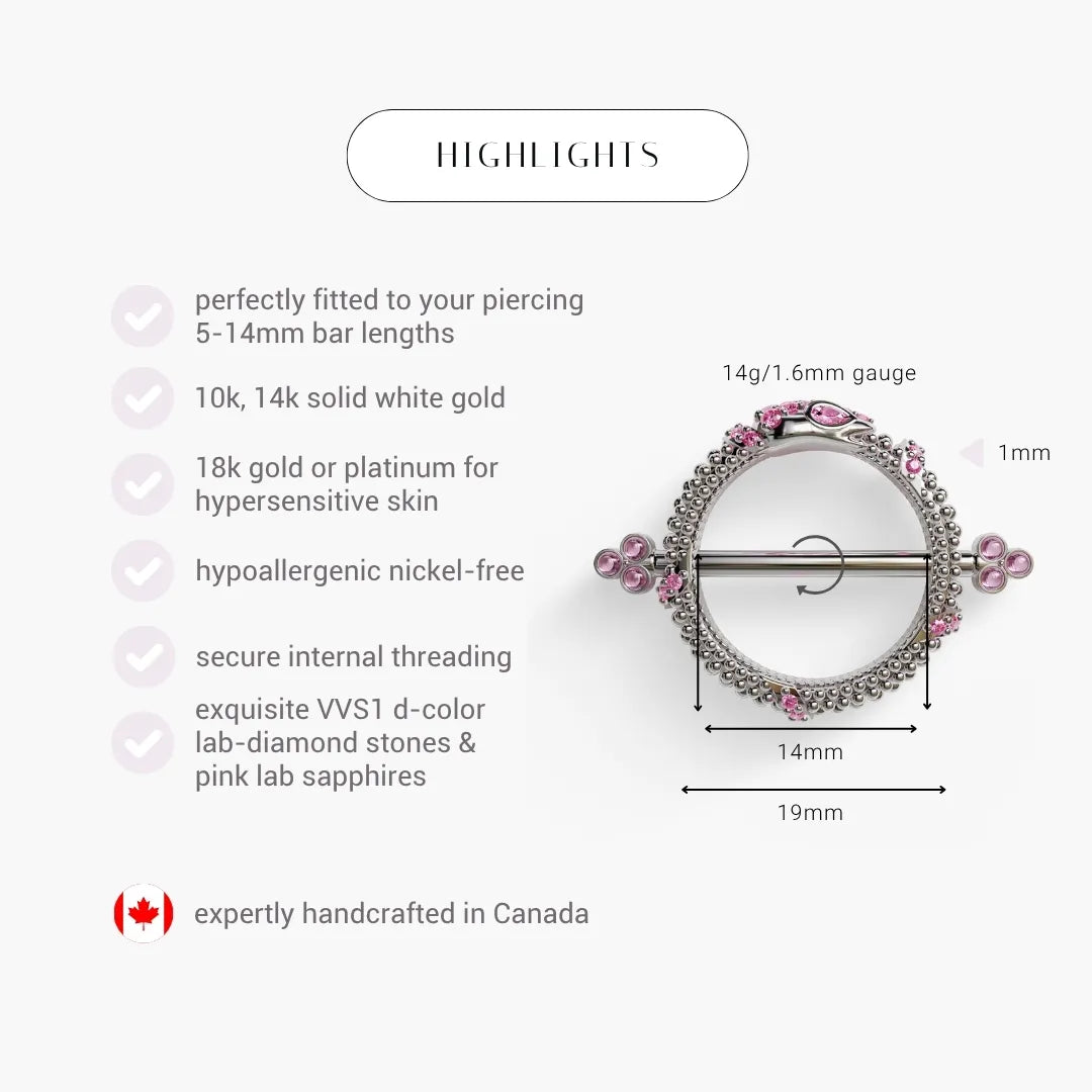 Ouro Blush Nipple Barbell White Gold