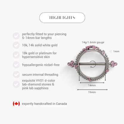 Ouro Blush Nipple Barbell White Gold