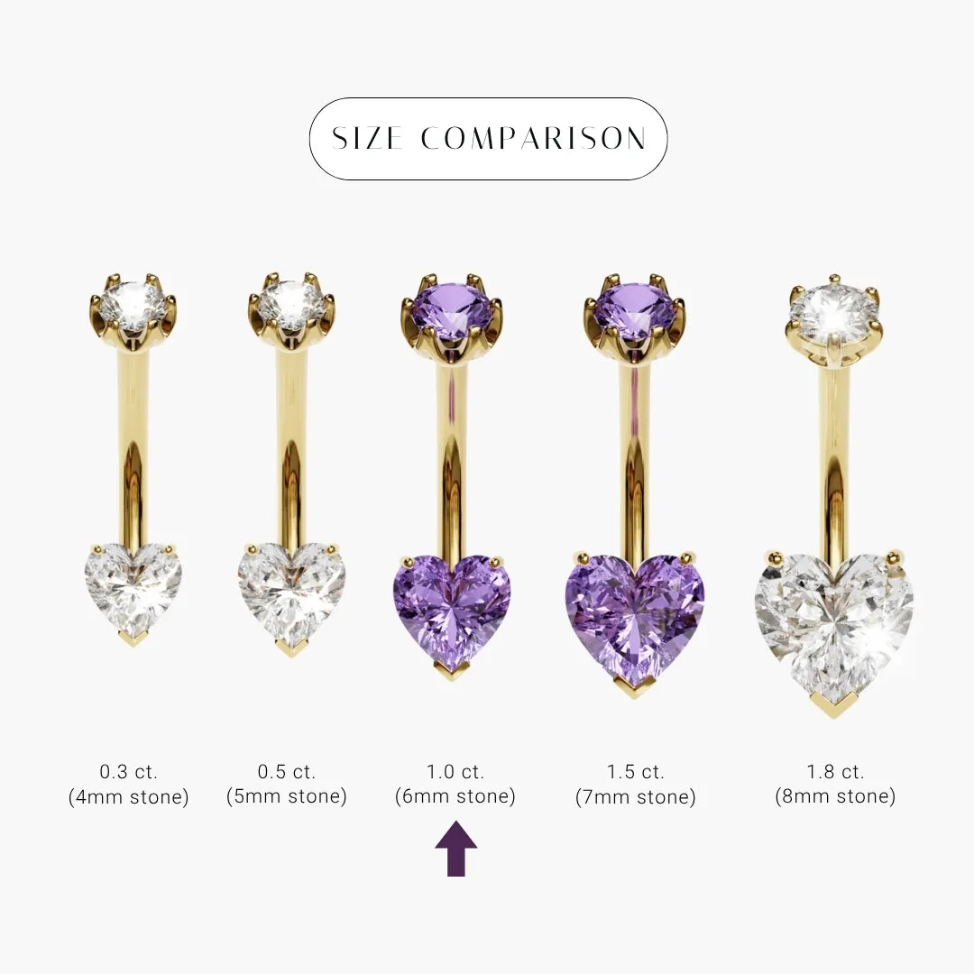 Purple Rain 1.0 ct. Heart Sapphire Belly Ring