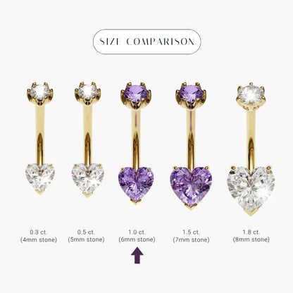 Purple Rain 1.0 ct. Heart Sapphire Belly Ring