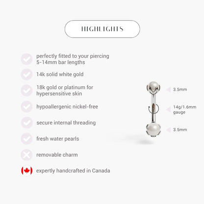 Pearl Orchid Belly Ring White Gold