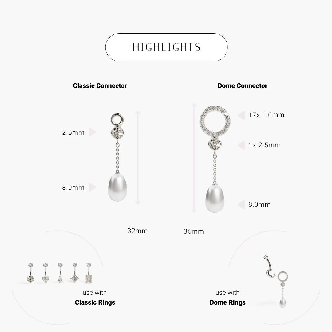 Pearl Drop Charm White Gold