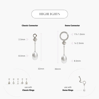 Pearl Drop Charm White Gold