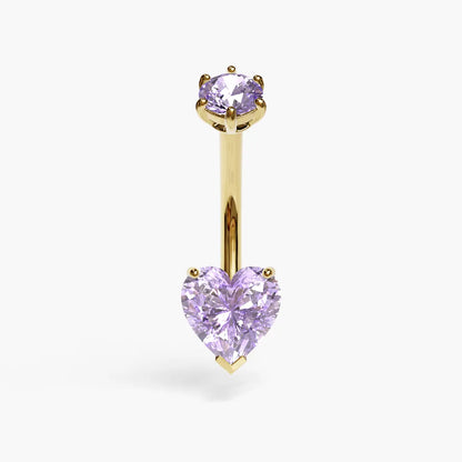 Purple Rain 1.5 ct. Heart Moissanite Belly Ring