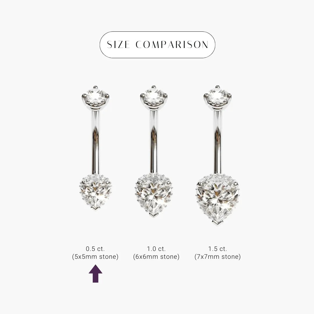 La Femme Heart Pave 0.5 ct. Diamond Belly Ring White Gold