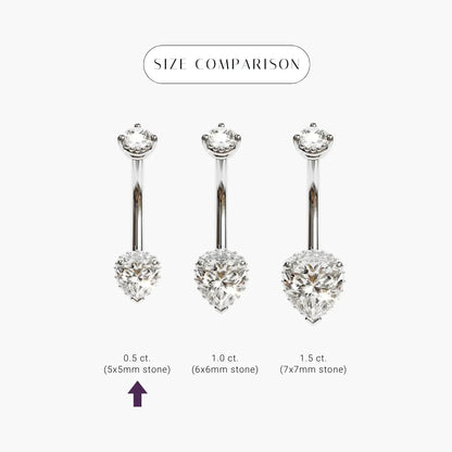 La Femme Heart Pave 0.5 ct. Diamond Belly Ring White Gold