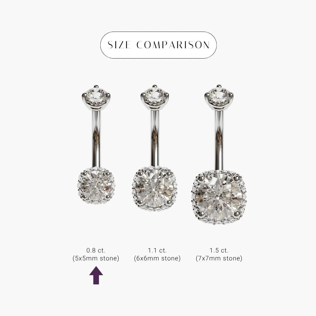 La Femme Orb Pave 0.8 ct. Diamond Belly Ring White Gold