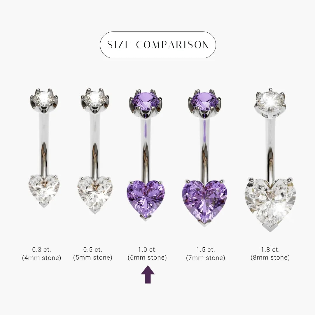 Purple Rain 1.0 ct. Heart Sapphire Belly Ring White Gold