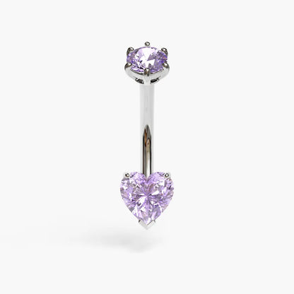 Purple Rain 1.0 ct. Heart Moissanite Belly Ring White Gold