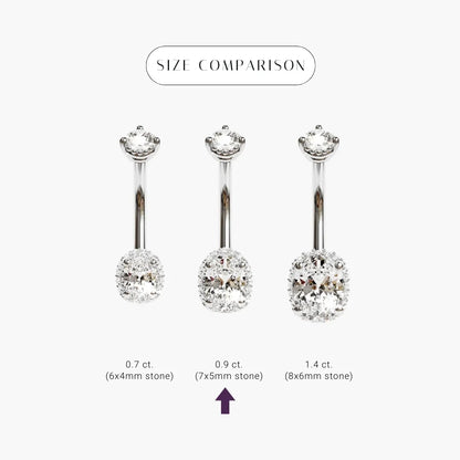 La Femme Oval Pavé 0.9 ct. Diamond Belly Ring White Gold