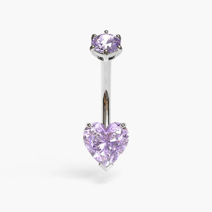 Purple Rain 1.5 ct. Heart Moissanite Belly Ring White Gold