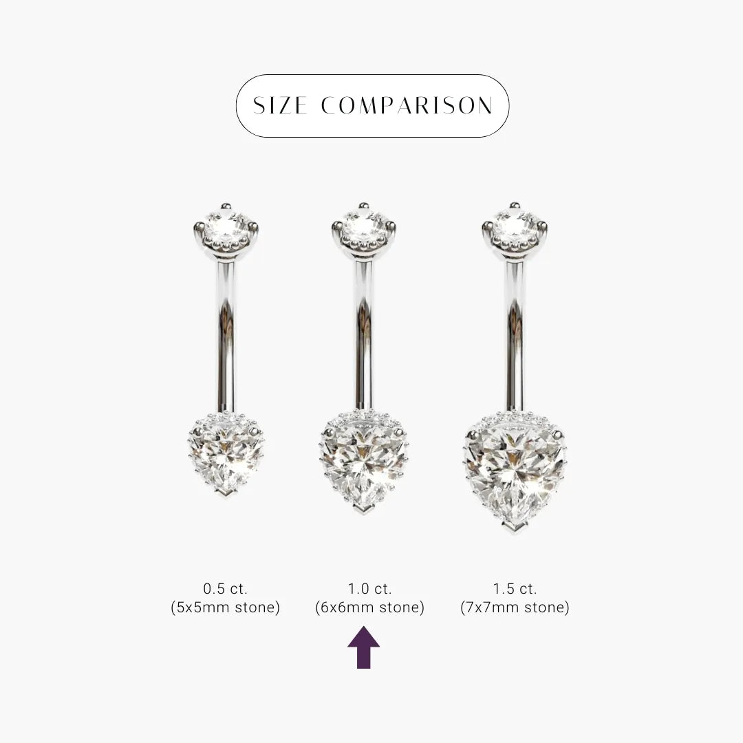 La Femme Heart Pavé 1.0 ct. Diamond Belly Ring White Gold