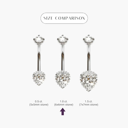 La Femme Heart Pavé 1.0 ct. Diamond Belly Ring White Gold