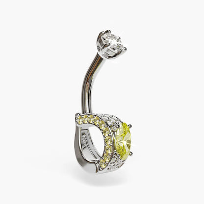 Angel Dome Yellow Moissanite Belly Ring White Gold