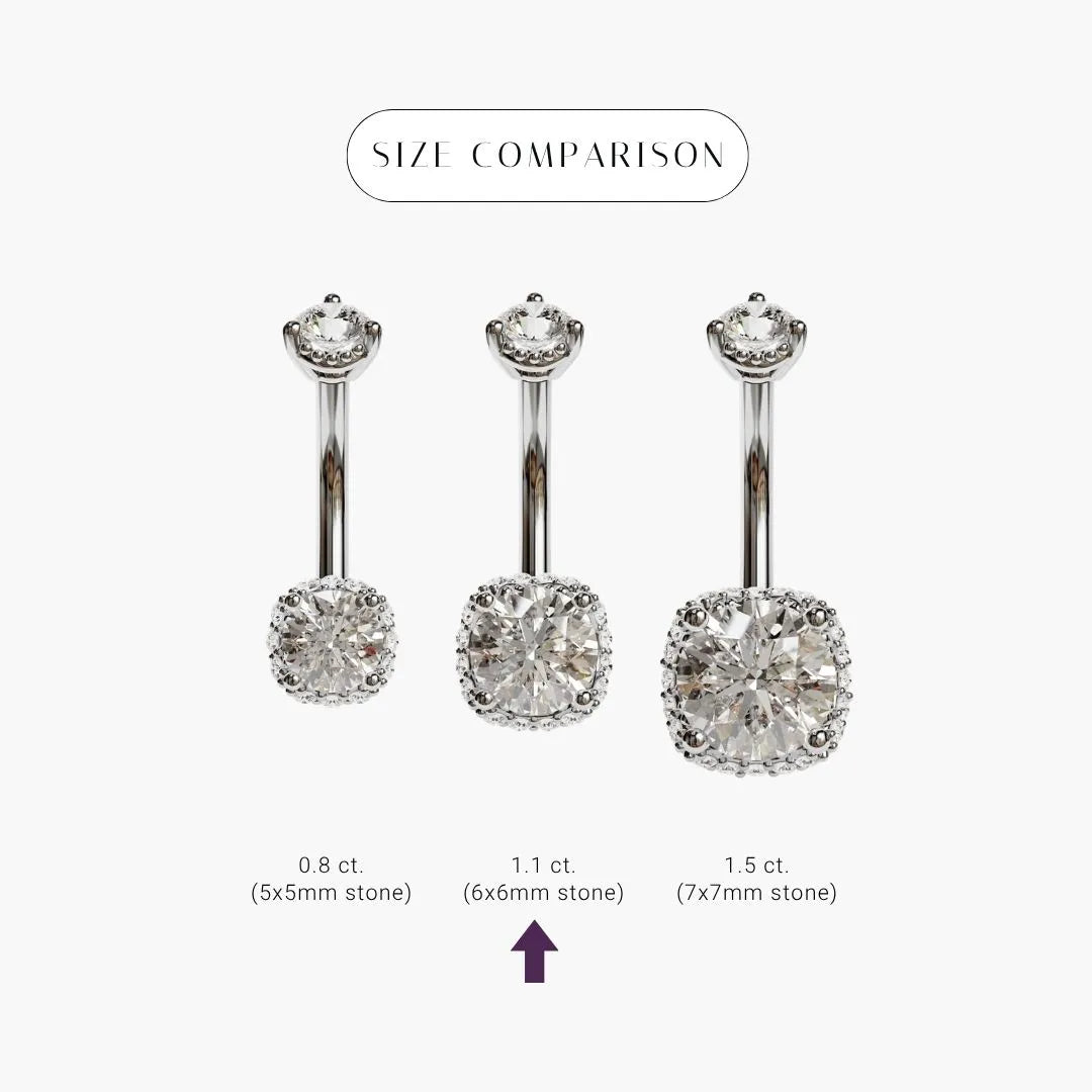 La Femme Orb Pavé 1.1 ct. Diamond Belly Ring White Gold