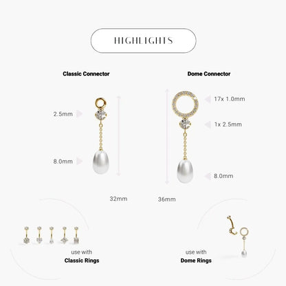 Pearl Drop Charm Yellow & Rose Gold