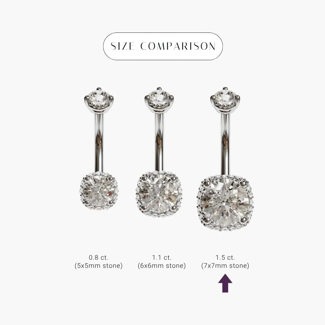 La Femme Orb Pavé 1.5 ct. Diamond Belly Ring White Gold