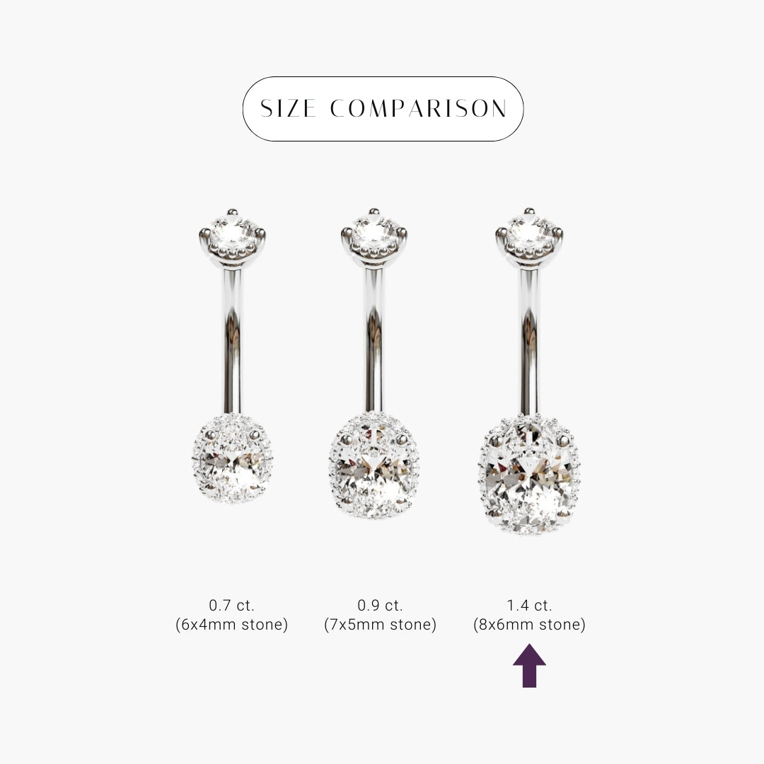 La Femme Oval Pavé 1.4 ct. Diamond Belly Ring White Gold