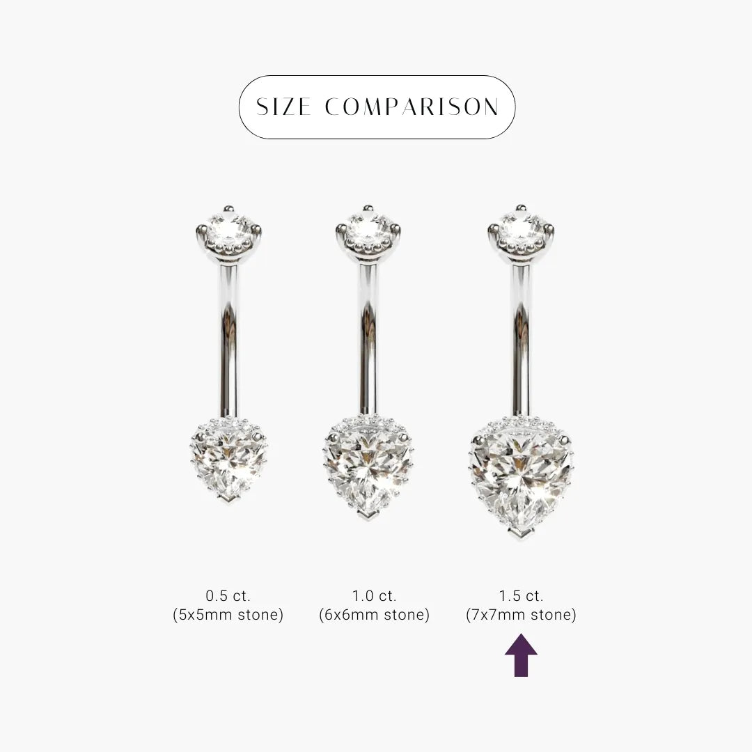 La Femme Heart Pavé 1.5 ct. Diamond Belly Ring White Gold