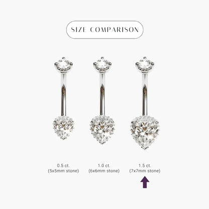 La Femme Heart Pavé 1.5 ct. Diamond Belly Ring White Gold
