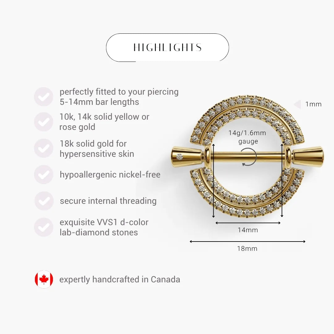 La Lune Double Pavé Nipple Barbell