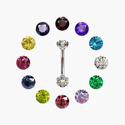 Orchid Birthstone Belly Ring White Gold