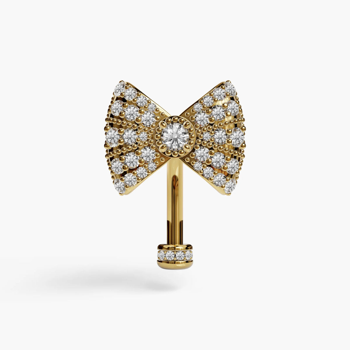 Lover's Bow Lab Diamond Floating Belly Ring, Yellow & Rose Gold