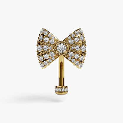 Lover's Bow Lab Diamond Floating Belly Ring, Yellow & Rose Gold
