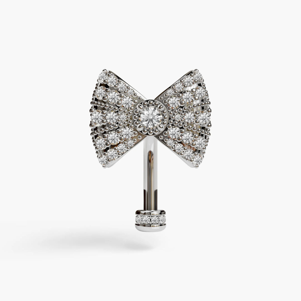 Lover's Bow Lab Diamond Floating Belly Ring, White Gold & Platinum