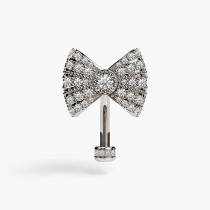 Lover's Bow Lab Diamond Floating Belly Ring, White Gold & Platinum