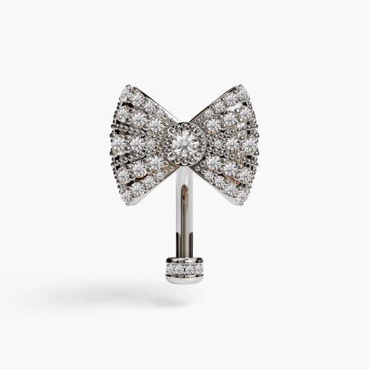 Lover's Bow Lab Diamond Floating Belly Ring, White Gold & Platinum