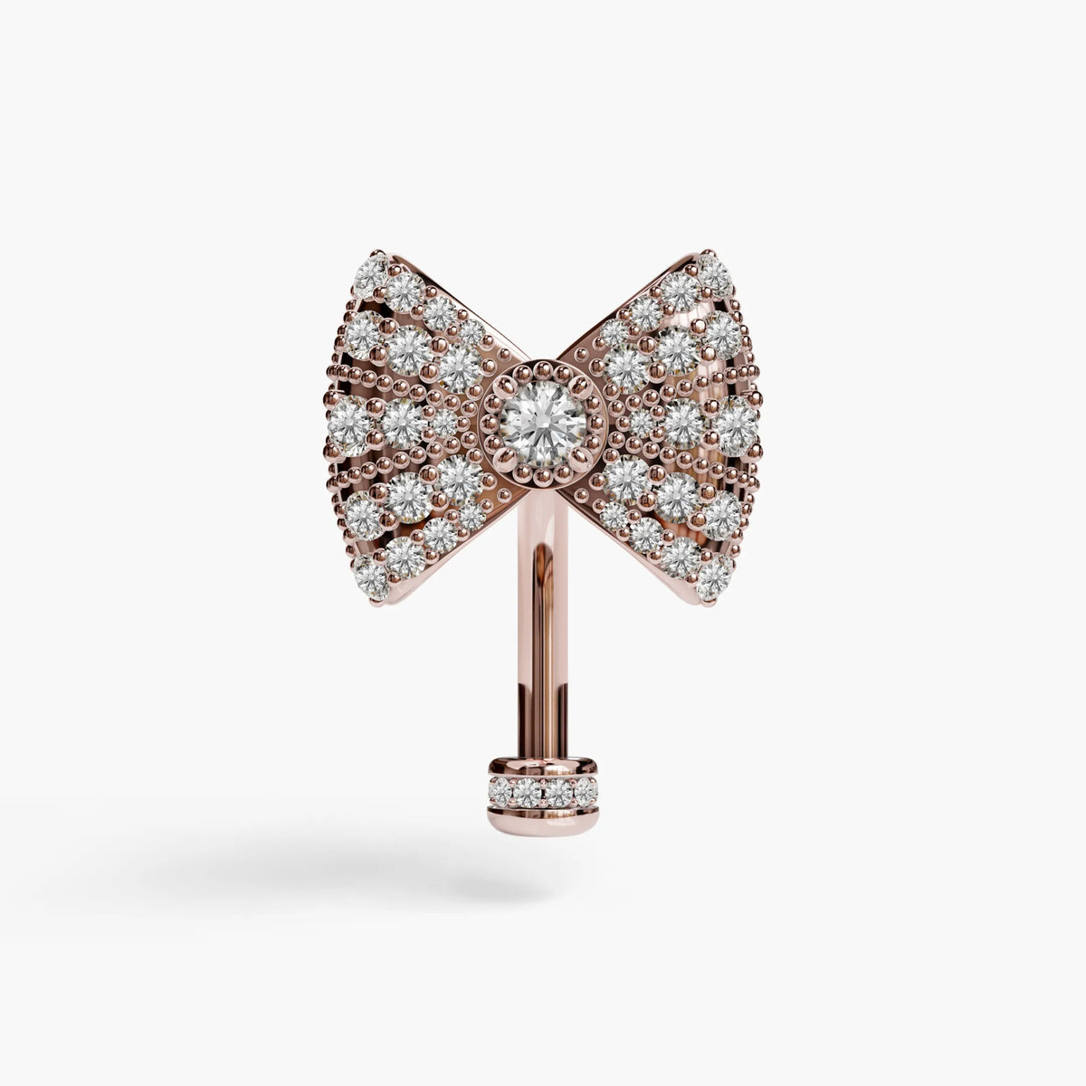 Lover's Bow Lab Diamond Floating Belly Ring, Yellow & Rose Gold