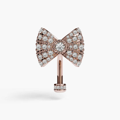 Lover's Bow Lab Diamond Floating Belly Ring, Yellow & Rose Gold
