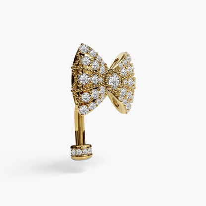 Lover's Bow Lab Diamond Floating Belly Ring, Yellow & Rose Gold