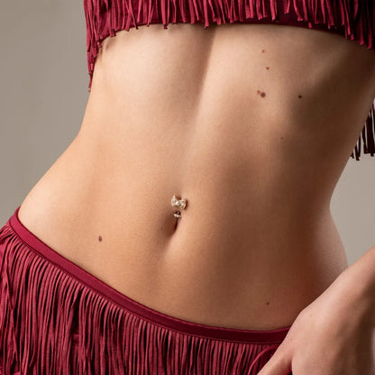 Lover's Bow Floating Belly Ring
