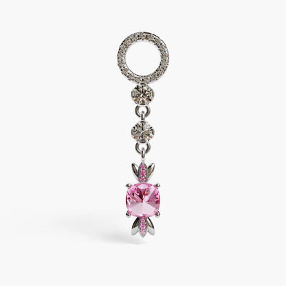 Sugar Baby Lab Pink Sapphire Dome Belly Ring, White Gold & Platinum