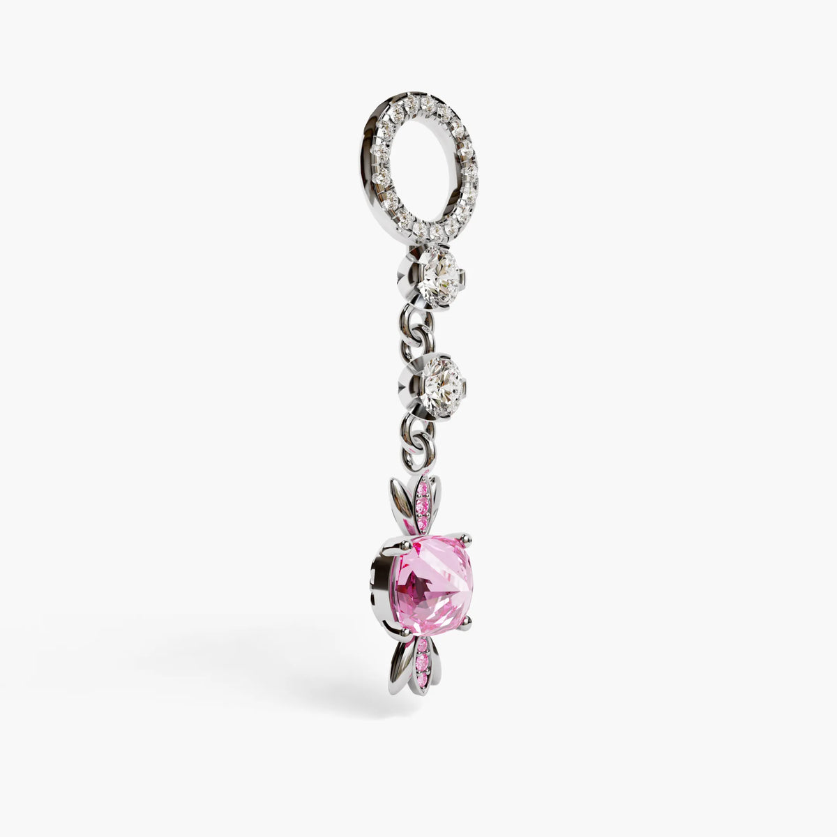 Sugar Baby Dome Charm, White Gold & Platinum