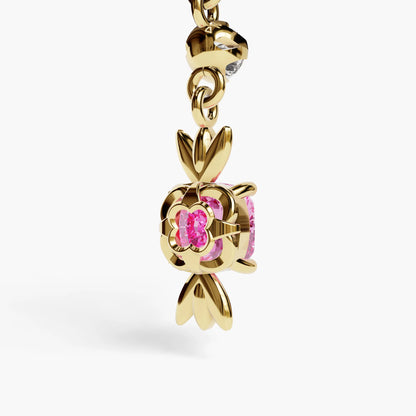 Sugar Baby Lab Pink Sapphire Dome Belly Ring, Yellow & Rose Gold