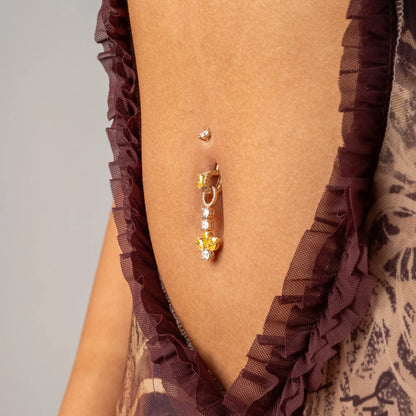 Angel Dome Yellow Moissanite Belly Ring