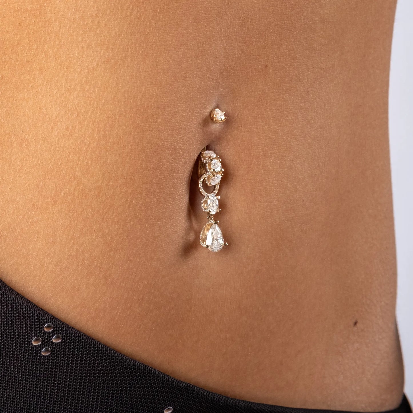 Swan Green Dome Belly Ring Moissanite Belly Ring