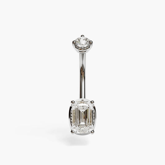 La Femme Emerald 0.7 ct. Lab Diamond Belly Ring White Gold