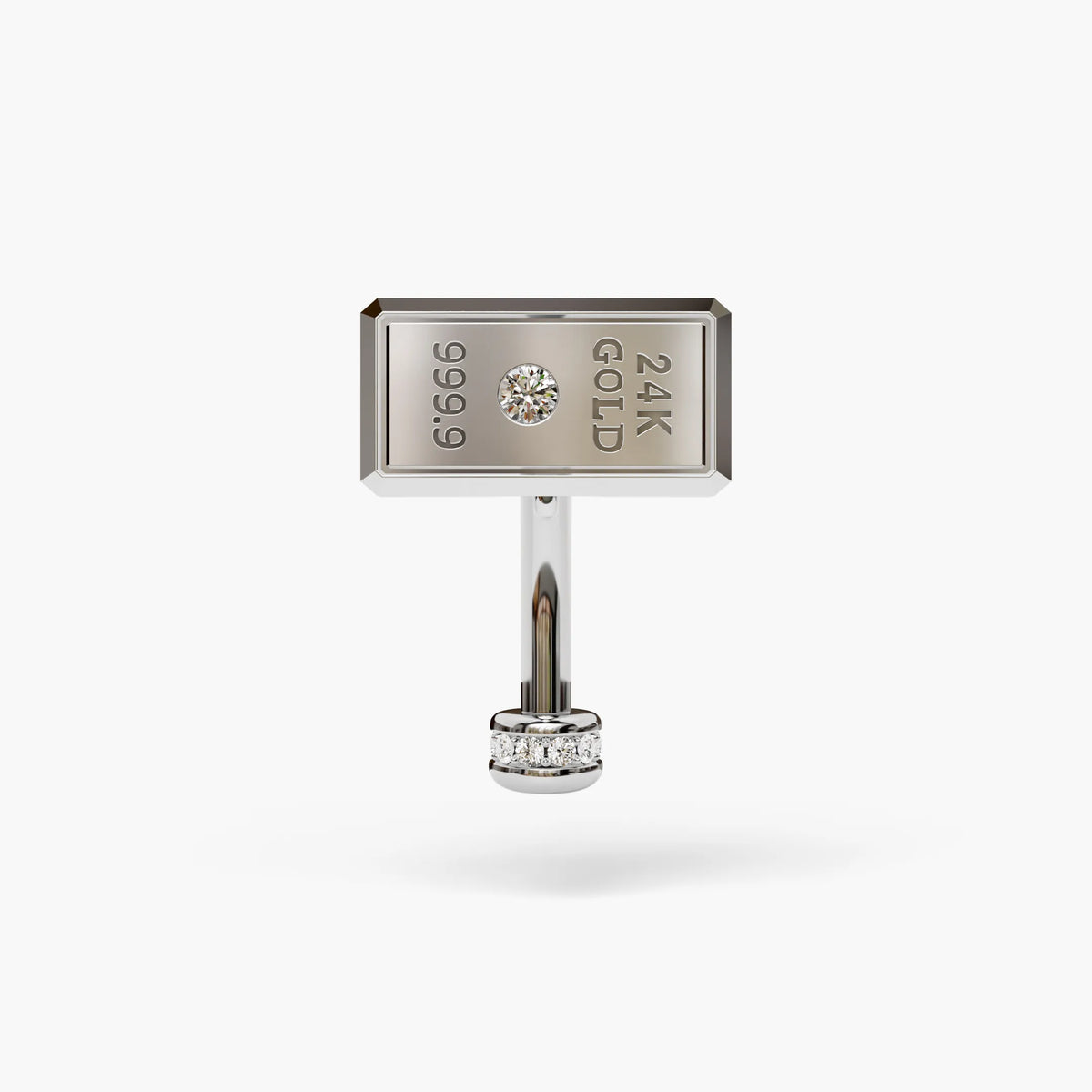 Gold Digger Lab Diamond Reverse Belly Ring, White Gold & Platinum