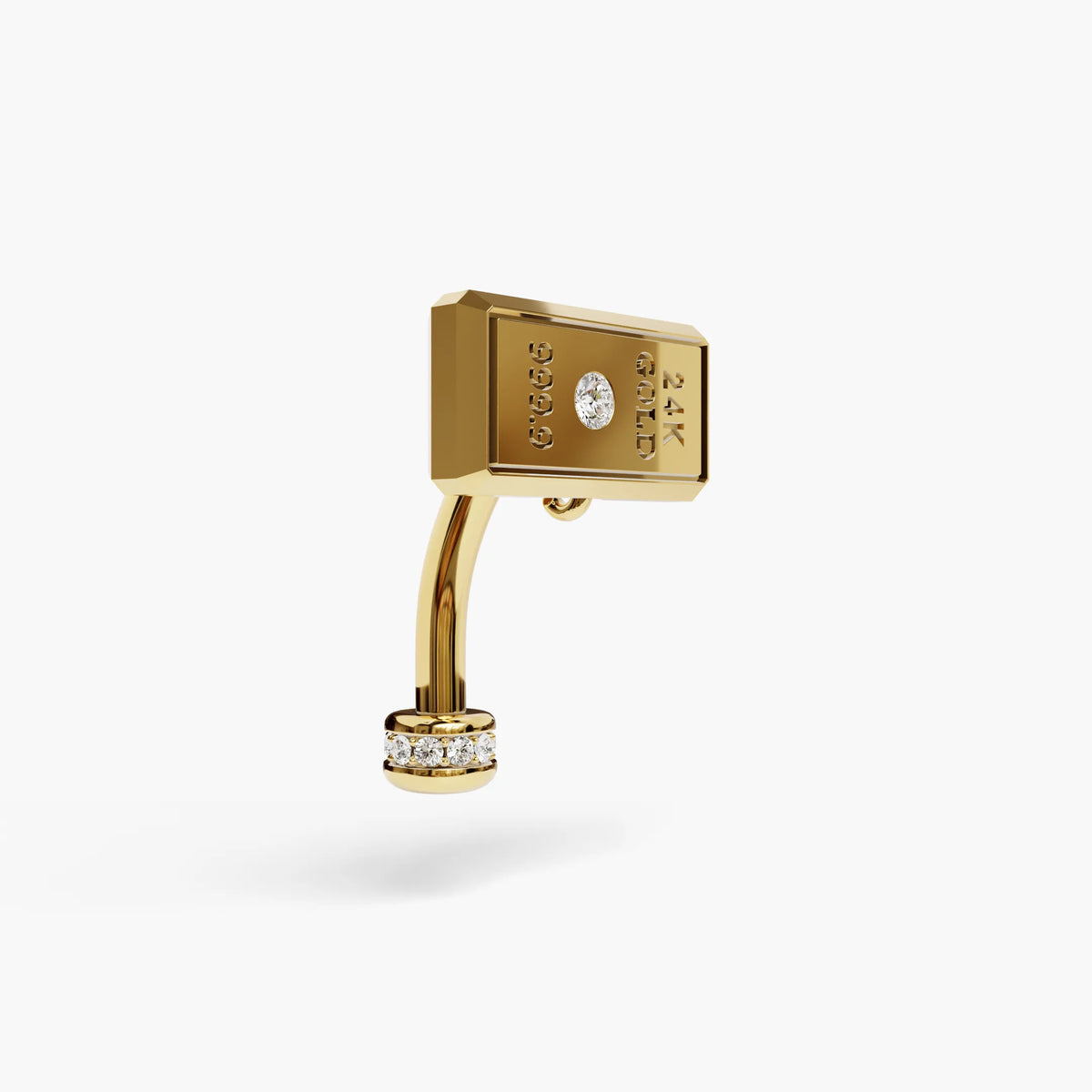 Gold Digger Lab Diamond Reverse Belly Ring, Yellow & Rose Gold