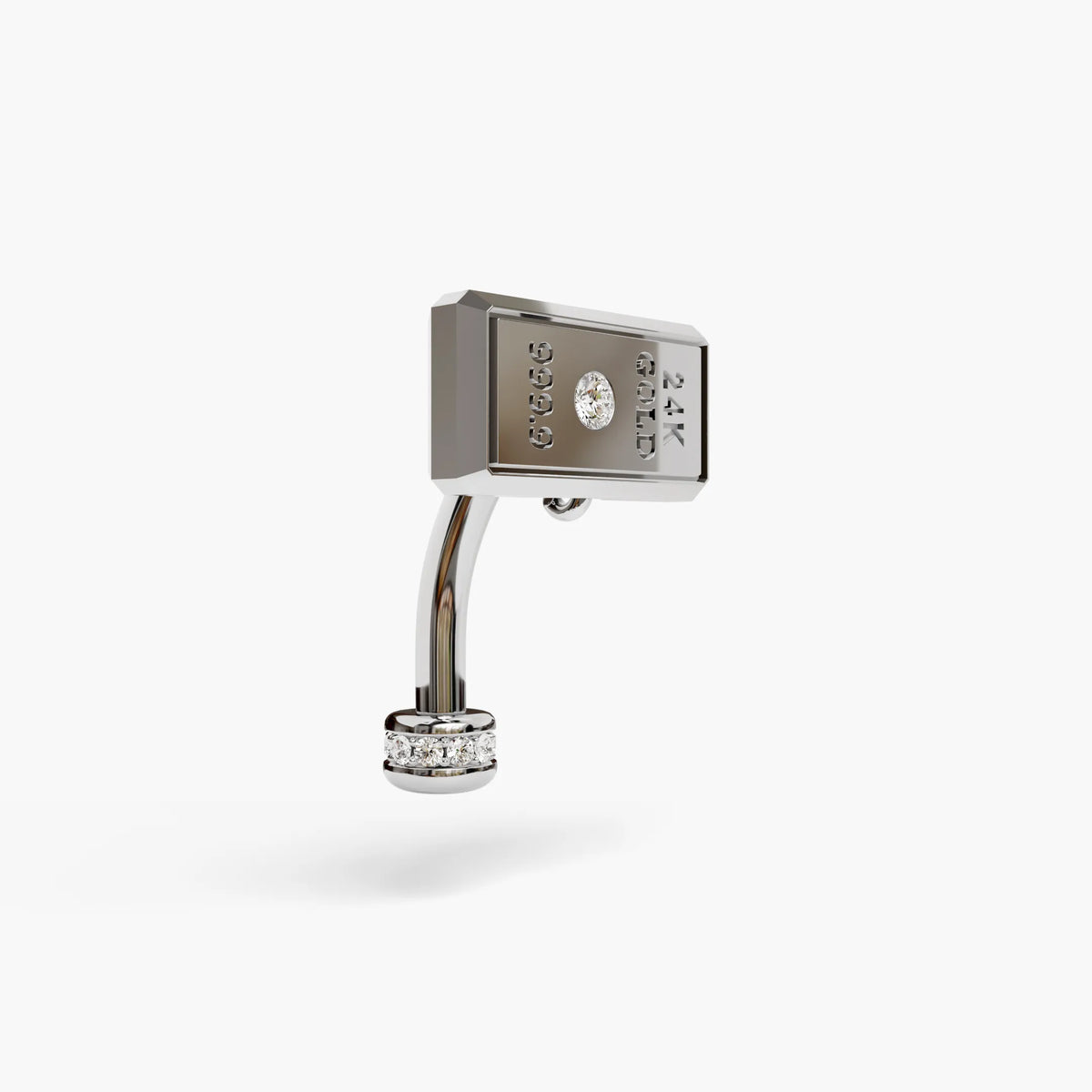 Gold Digger Lab Diamond Reverse Belly Ring, White Gold & Platinum
