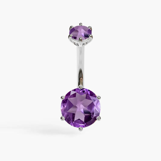Orb 8mm Amethyst Belly Ring White Gold