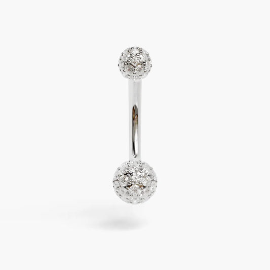 Pave Moissanite Belly Ring White Gold