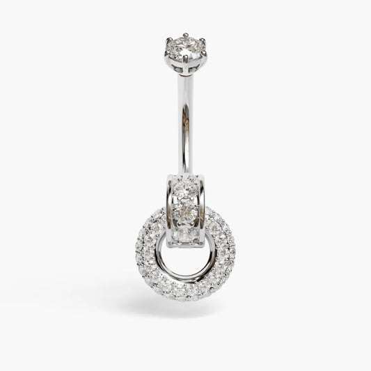 Dome Moissanite Belly Ring White Gold